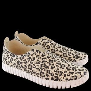 Ilse Jacobsen Leather Slip On Shoes|Leopard Print|Size 8|Uk 38|Color-Milk Crème